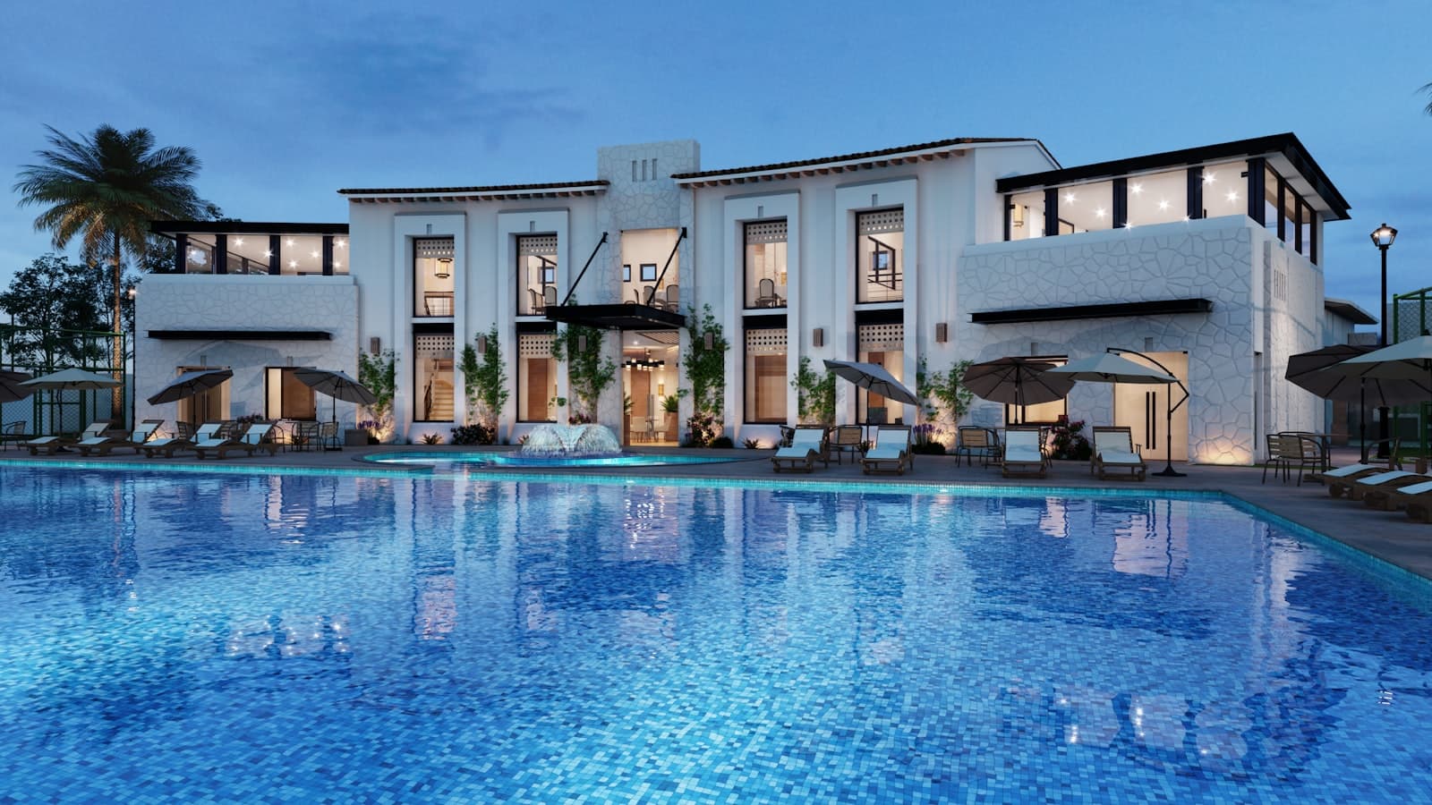 Lüks otel lobisi, modern mimari, sıcak ışık